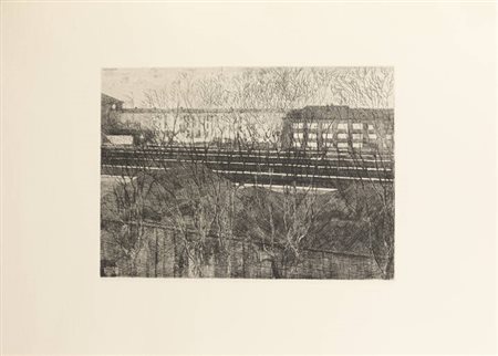 ITALO CREMONA<BR>Cozzo Lomellina (PV) 1905 - 1979 Torino<BR>"Pasaggio Ferroviario"