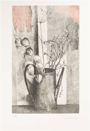 TINO AIME<BR>Cuneo  1931 - 2017 Gravere (TO)<BR>"Innaffiatoio con fiori"