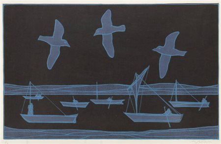 FRANCESCO CASORATI<BR>Torino 1934 - 2013<BR>"La notte sul lago" 1974