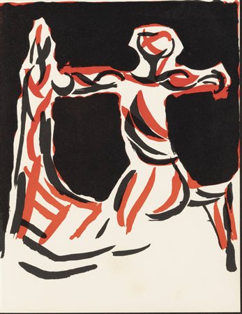 MARINO MARINI<BR>Pistoia 1901 - 1980<BR>"Cavallo e cavaliere", 1967
