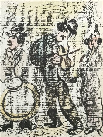 MARC CHAGALL<BR>Vitebsk (Russia) 1887 - 1985 Saint-Paul de Vence (Costa Azzurra)<BR>"Les musicienes vagabonds" (1963)