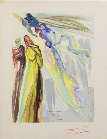 SALVADOR DALI'<BR>Figueres (Spagna) 1904 - 1989<BR>"Divina Commedia-Paradiso XVI-L'Apparizione dell'antenato"