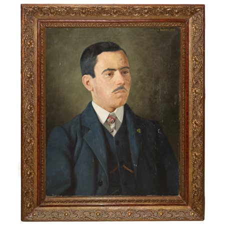 Giuseppe  Barchitta (Scordia  1876 - 1958)  - Ritratto di giovane, 1906