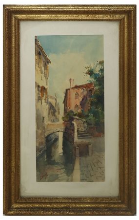 Luigi Zago (Villafranca di Verona 1952 - Mendoza 11/04/2023)  - Paesaggio con ponte, 19°/20° secolo