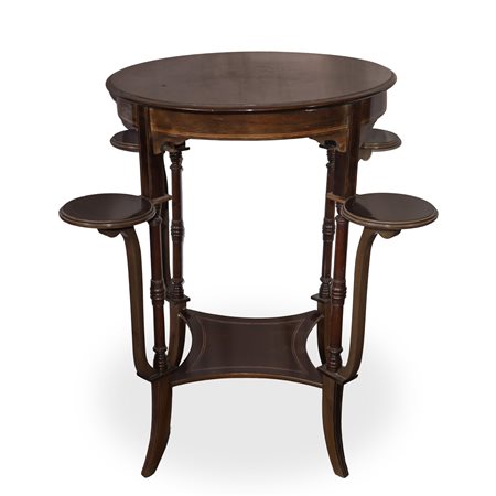 Tavolino rotondo in legno di mogano