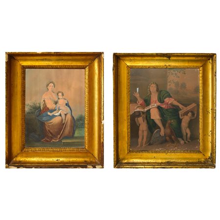 Coppia di cornici dorate a mezzacanna