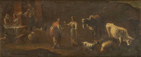 PITTORE ANONIMO<BR>"Scena di vita contadina" XVII secolo