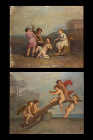 PITTORE ANONIMO<BR>"Giochi di putti" XVIII secolo