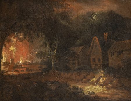 PITTORE ANONIMO FIAMMINGO<BR>"Incendio di Troia"