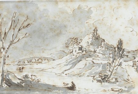 PITTORE ANONIMO FINE XVII/INIZI XVIII SECOLO<BR>"Veduta di paese"