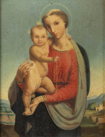 PITTORE ANONIMO<BR>"Madonna con Bambino" 1876