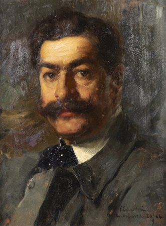 VITTORIO CAVALLERI<BR>Torino 1860 - 1938<BR>"Ritratto" 20/9/1904
