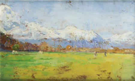 BISCARRA CESARE (Attribuito)<BR>Torino 1866 - 1943<BR>"Nei pressi di Saluzzo"