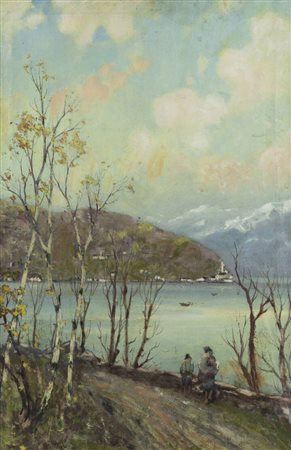 LORENZO GIGNOUS<BR>Modena 1862 - 1958 Porto Ceresio (VA)<BR>"Paesaggio lacustre"