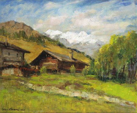 FELICE VELLAN<BR>Torino 1889 - 1976<BR>"In Val d'Ayas" (Valle d'Aosta) 1965