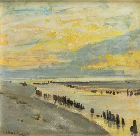 PIER ANTONIO GARIAZZO<BR>Torino 1879 - 1964<BR>"Veduta sulla spiaggia" 1942