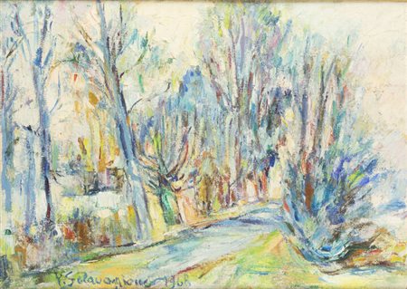 PIERO SOLAVAGGIONE<BR>Carmagnola (TO) 1899 - 1979<BR>"Paesaggio piemontese" 1968