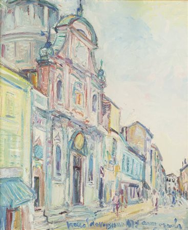 PIERO SOLAVAGGIONE<BR>Carmagnola (TO) 1899 - 1979<BR>"Chiesa di San Rocco di Carmagnola" 1972
