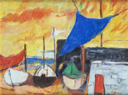 ENRICO PAULUCCI<BR>Genova 1901 - 1999 Torino<BR>"Tenda blu"