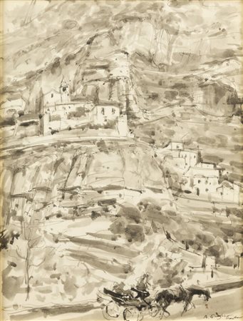 MASSIMO QUAGLINO<BR>Refrancore (AT) 1899 - 1982 Torino<BR>"Paese"