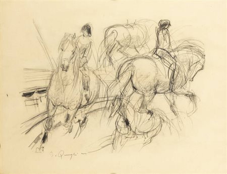 MASSIMO QUAGLINO<BR>Refrancore (AT) 1899 - 1982 Torino<BR>"Cavalli al Circo"