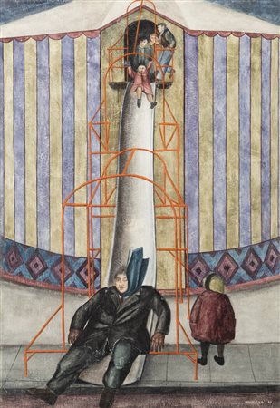 GIOVANNI MACCIOTTA<BR>Torino 1927 - 1993 Coassolo (TO)<BR>"Lo scivolo" 1961