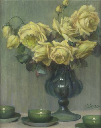 GIANNI QUAGLIO<BR>Tolmezzo (UD) 1885 - 1960 Milano<BR>"Vaso di fiori"