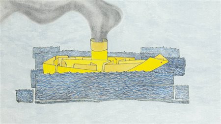 FRANCESCO CASORATI<BR>Torino 1934 - 2013<BR>"Il bastimento giallo" 1986