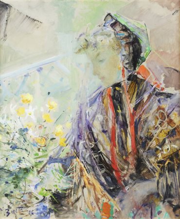 MICHELE BARETTA<BR>Vigone (TO) 1916 - 1987<BR>"Donna in costume" 1956