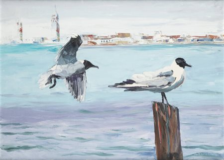 MARIO BERRINO<BR>Alassio (SV) 1920 - 2011<BR>"Scena lagunare"