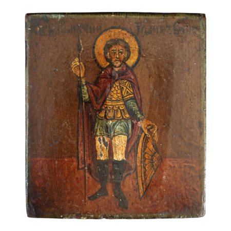 Icona da viaggio su tavola raffigurante San Alessandro Nevsky