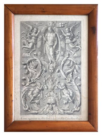 Faucci Raimondo (notizie seconda metà sec. XVIII), incisore; Raffaello da Urbino (notizie 1529), inventore; Monotti Vincenzo (1734/ 1792), disegnatore, Decorazione a grottesca con Gesù Cristo benedicente entro una mandorla