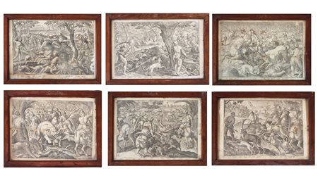Lotto di sei incisioni After Jan Van der Straet (detto Stradano) (Bruges, 1523 - Firenze, 1605)