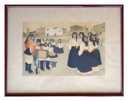 Giuseppe Biasi da Teulada (Sassari, 1885 - Andorno Micca, 1945) Ballo ad Oliena