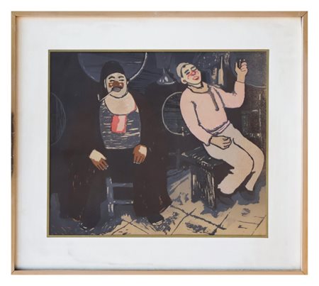 Giuseppe Biasi da Teulada (Sassari, 1885 - Andorno Micca, 1945), Uomini in cantina. scena di vita campestre