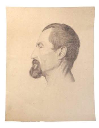 Disegno a matita raffigurante un profilo virile