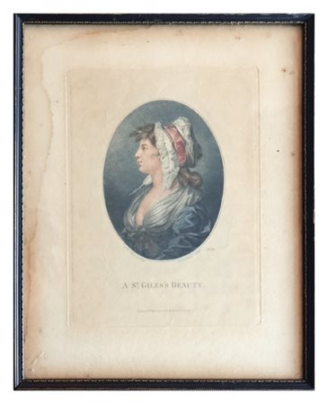 After John Hodges Benwell (1762 - 1785), A St. Giles's Beauty: Ritratto di Elizabeth Burrough, J.H.Benwell Pinxt. F. Bartolozzi Sculpt.