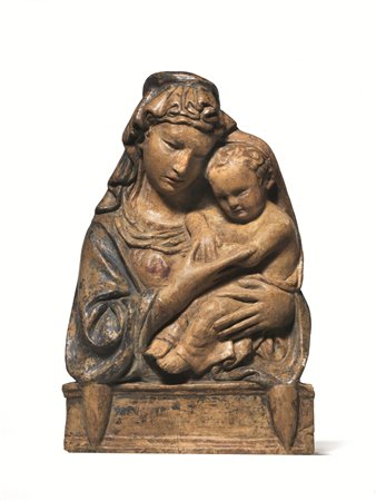 Da Lorenzo GhibertiMADONNA CON BAMBINOaltorilievo in gesso con tracce di...