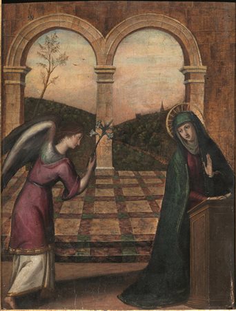 Scuola Italia centrale, sec. XVIANNUNCIAZIONEolio su tavola, cm 56,5x42con...