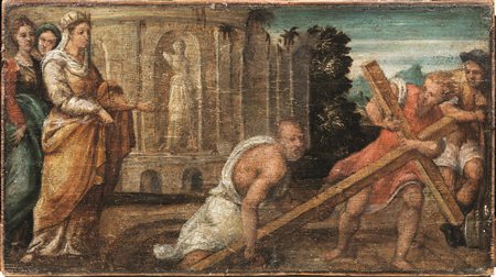 Scuola veneta, fine sec. XVI-inizi XVIIDUE EPISODI DELLA LEGGENDA DELLA VERA...