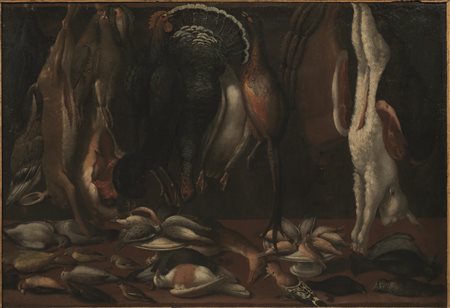 Scuola toscana, sec. XVIINATURA MORTA CON SELVAGGINAolio su tela, cm...