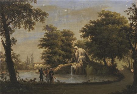 Giuseppe Gherardi (Firenze 1790 - 1884) IL GIARDINO DI PRATOLINO olio su...
