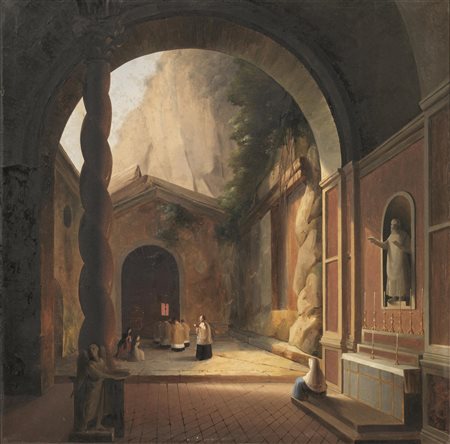 Vincenzo Abbati (Napoli 1803 - Firenze 1866) SCORCIO DEL CORTILE DI UN...