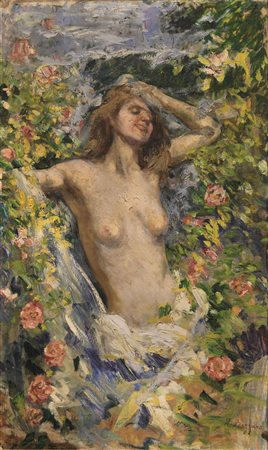 Leonardo Bazzaro (Milano 1853 - Miazzina 1937) ULTIME ROSE olio su tela, cm...