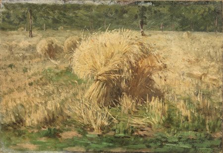 attr. a Filippo PalizziLA MIETITURA DEL GRANOolio su cartoncino, cm 19x27sul...