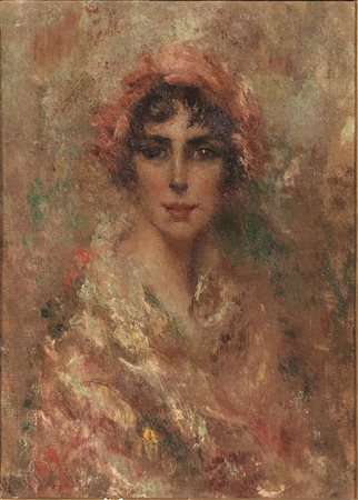 Federico Malderelli (Napoli 1826 - 1803) RITRATTO DI SIGNORA olio su tela, cm...