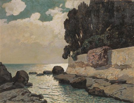 Gino Romiti (Livorno 1881 - 1967) MARINA olio su masonite, cm 30x40 firmato...
