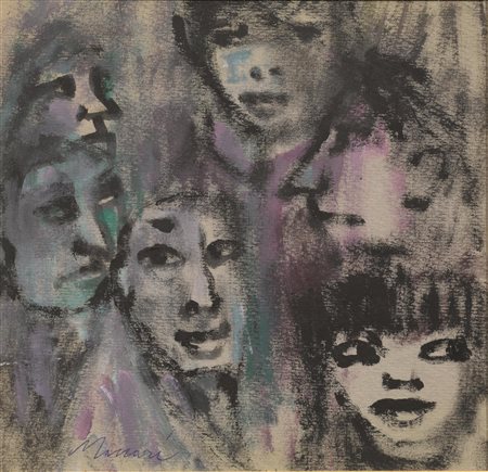 Mino Maccari (Siena 1898 - Roma 1989) TESTE olio su masonite, cm 24x25,5...