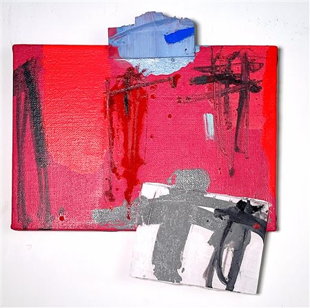 ENZO ESPOSITO, 35 X 38 X 4 cm, tecnica mista e applicazioni su tela -...
