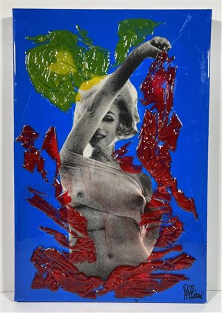 ROLANDO PELLINI, 40 X60 cm, Tecnica mista e resine su tela , firma in basso a...